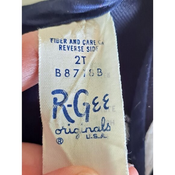 Vintage Navy Blue Toddler Sailor Outfit 2T R-Gee Originals Gold Buttons Stripe B - Picture 4 of 8